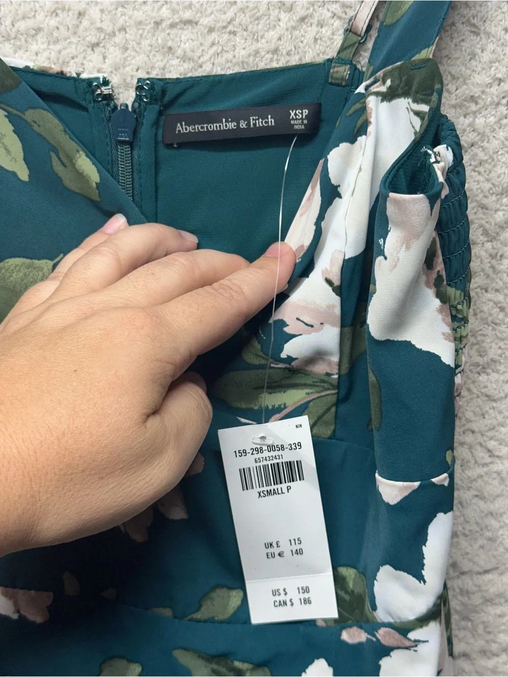 Abercrombie & Fitch Floral Tiered Ruffle Midi Dress Teal XS Petite NWT